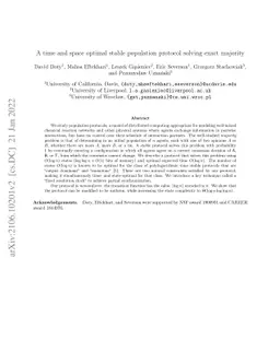 A time and space optimal stable population protocol solving exact
  majority