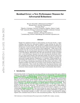Residual Error: a New Performance Measure for Adversarial Robustness