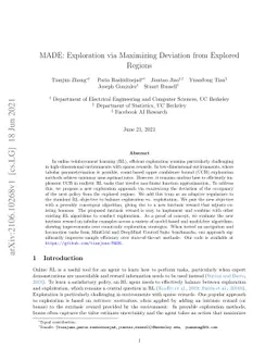 MADE: Exploration via Maximizing Deviation from Explored Regions