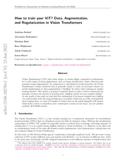 How to train your ViT? Data, Augmentation, and Regularization in Vision
  Transformers