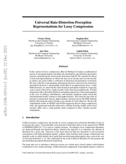 Universal Rate-Distortion-Perception Representations for Lossy
  Compression