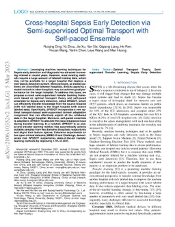 Cross-hospital Sepsis Early Detection via Semi-supervised Optimal
  Transport with Self-paced Ensemble