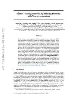 Sparse Training via Boosting Pruning Plasticity with Neuroregeneration
