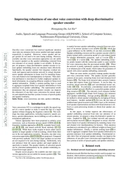 Improving robustness of one-shot voice conversion with deep
  discriminative speaker encoder