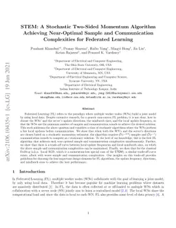 STEM: A Stochastic Two-Sided Momentum Algorithm Achieving Near-Optimal
  Sample and Communication Complexities for Federated Learning