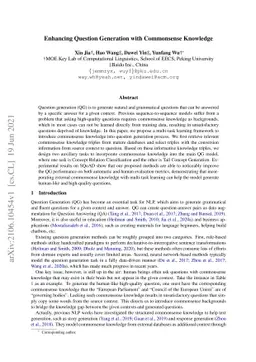 Enhancing Question Generation with Commonsense Knowledge