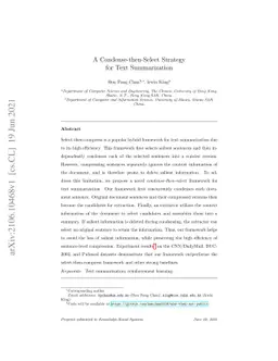 A Condense-then-Select Strategy for Text Summarization