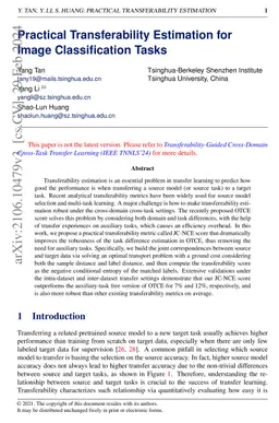 Practical Transferability Estimation for Image Classification Tasks