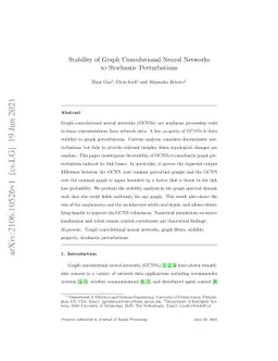 Stability of Graph Convolutional Neural Networks to Stochastic
  Perturbations