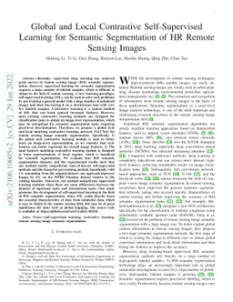 Global and Local Contrastive Self-Supervised Learning for Semantic
  Segmentation of HR Remote Sensing Images