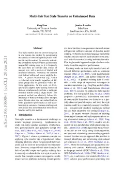 Multi-Pair Text Style Transfer on Unbalanced Data