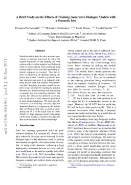 A Brief Study on the Effects of Training Generative Dialogue Models with
  a Semantic loss