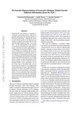 Do Encoder Representations of Generative Dialogue Models Encode
  Sufficient Information about the Task ?
