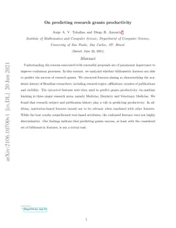 On predicting research grants productivity