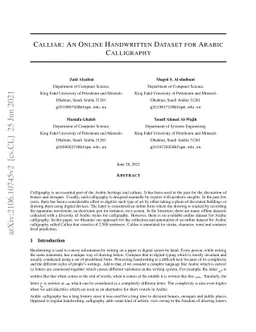Calliar: An Online Handwritten Dataset for Arabic Calligraphy
