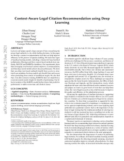 Context-Aware Legal Citation Recommendation using Deep Learning