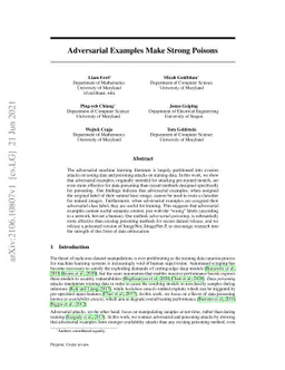 Adversarial Examples Make Strong Poisons