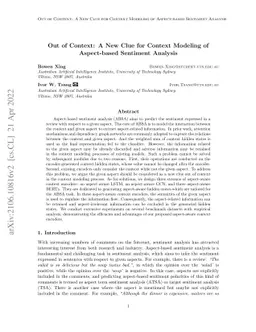 Out of Context: A New Clue for Context Modeling of Aspect-based
  Sentiment Analysis