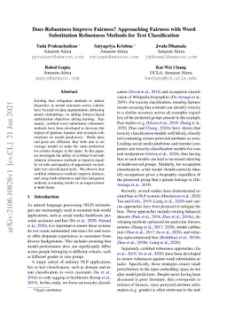 Does Robustness Improve Fairness? Approaching Fairness with Word
  Substitution Robustness Methods for Text Classification