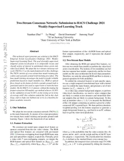 Two-Stream Consensus Network: Submission to HACS Challenge 2021
  Weakly-Supervised Learning Track