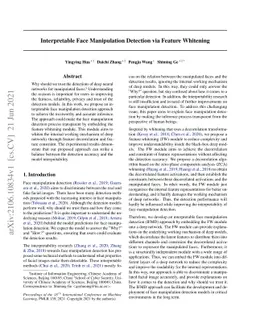 Interpretable Face Manipulation Detection via Feature Whitening