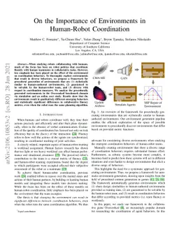 On the Importance of Environments in Human-Robot Coordination