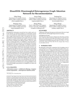 DisenHAN: Disentangled Heterogeneous Graph Attention Network for
  Recommendation