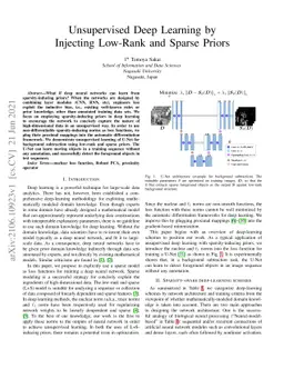 Unsupervised Deep Learning by Injecting Low-Rank and Sparse Priors