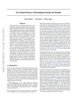 On Limited-Memory Subsampling Strategies for Bandits