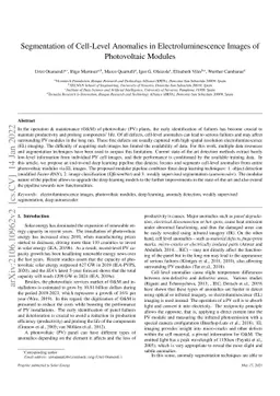 Segmentation of cell-level anomalies in electroluminescence images of
  photovoltaic modules