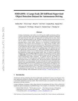 SODA10M: A Large-Scale 2D Self/Semi-Supervised Object Detection Dataset
  for Autonomous Driving