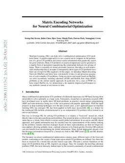 Matrix Encoding Networks for Neural Combinatorial Optimization