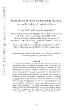 Scientific multi-agent reinforcement learning for wall-models of
  turbulent flows