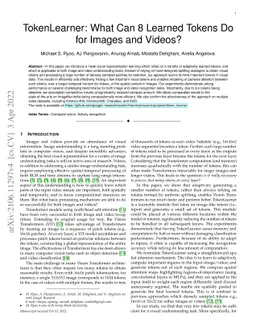 TokenLearner: What Can 8 Learned Tokens Do for Images and Videos?