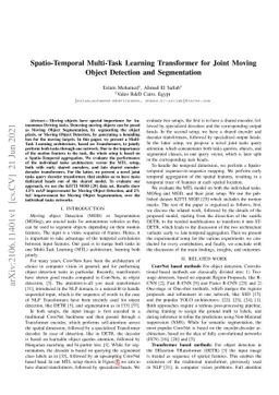 Spatio-Temporal Multi-Task Learning Transformer for Joint Moving Object
  Detection and Segmentation
