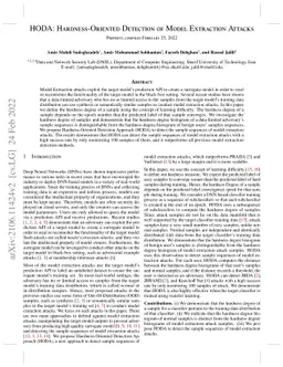 HODA: Hardness-Oriented Detection of Model Extraction Attacks