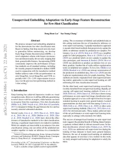 Unsupervised Embedding Adaptation via Early-Stage Feature Reconstruction
  for Few-Shot Classification