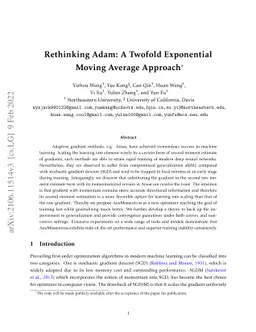 Rethinking Adam: A Twofold Exponential Moving Average Approach