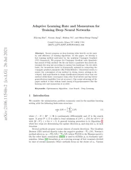 Adaptive Learning Rate and Momentum for Training Deep Neural Networks