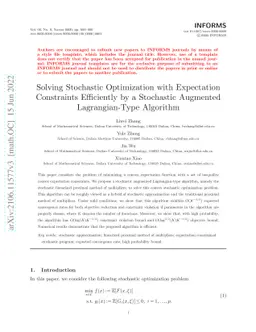 Solving Stochastic Optimization with Expectation Constraints Efficiently
  by a Stochastic Augmented Lagrangian-Type Algorithm