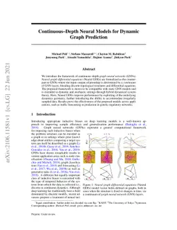 Continuous-Depth Neural Models for Dynamic Graph Prediction