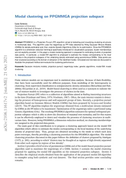 Modal clustering on PPGMMGA projection subspace