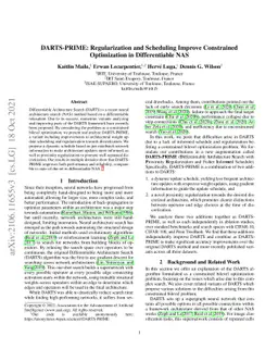 DARTS-PRIME: Regularization and Scheduling Improve Constrained
  Optimization in Differentiable NAS