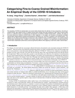 Categorising Fine-to-Coarse Grained Misinformation: An Empirical Study
  of COVID-19 Infodemic