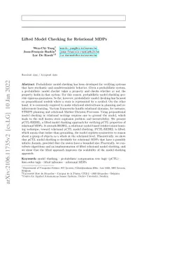 Lifted Model Checking for Relational MDPs