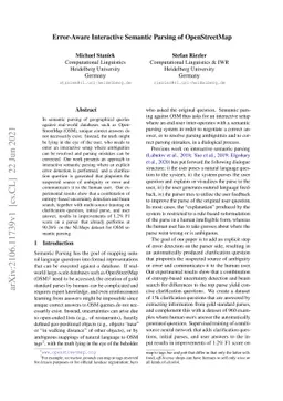 Error-Aware Interactive Semantic Parsing of OpenStreetMap