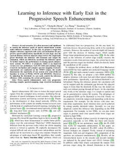 Learning to Inference with Early Exit in the Progressive Speech
  Enhancement
