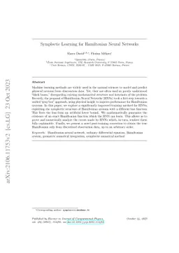 Symplectic Learning for Hamiltonian Neural Networks