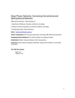 Deep Phasor Networks: Connecting Conventional and Spiking Neural
  Networks