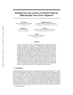Residual Networks as Flows of Velocity Fields for Diffeomorphic Time
  Series Alignment